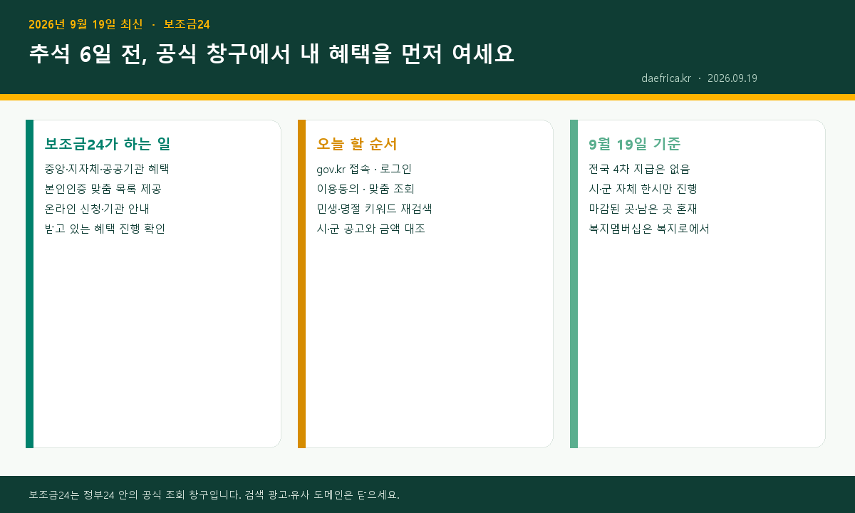 보조금24 9월 19일 이용 순서 인포그래픽