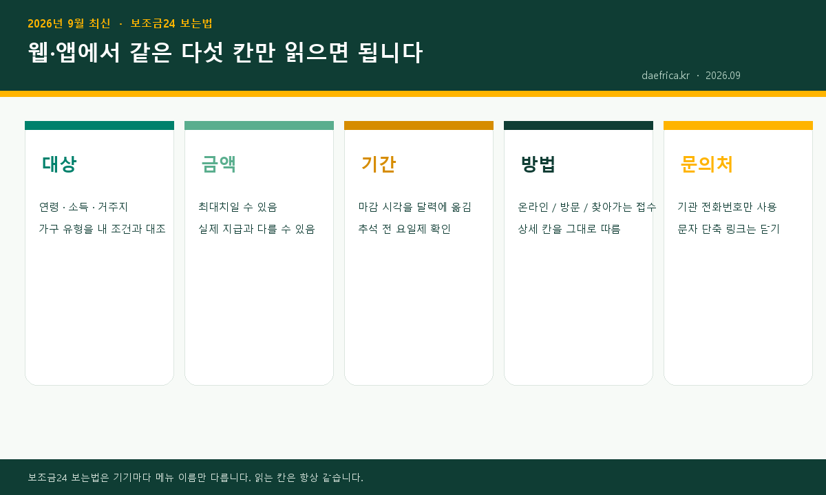 보조금24 보는법 상세 다섯 칸 인포그래픽